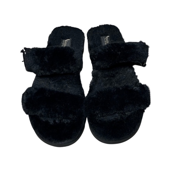 Koolaburra by UGG Furr-Ah Black Faux Fur Slide Sandals Women’s Size 9 - Picture 2 of 10